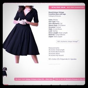 New Unique Vintage Dolores modcloth dress 2xl